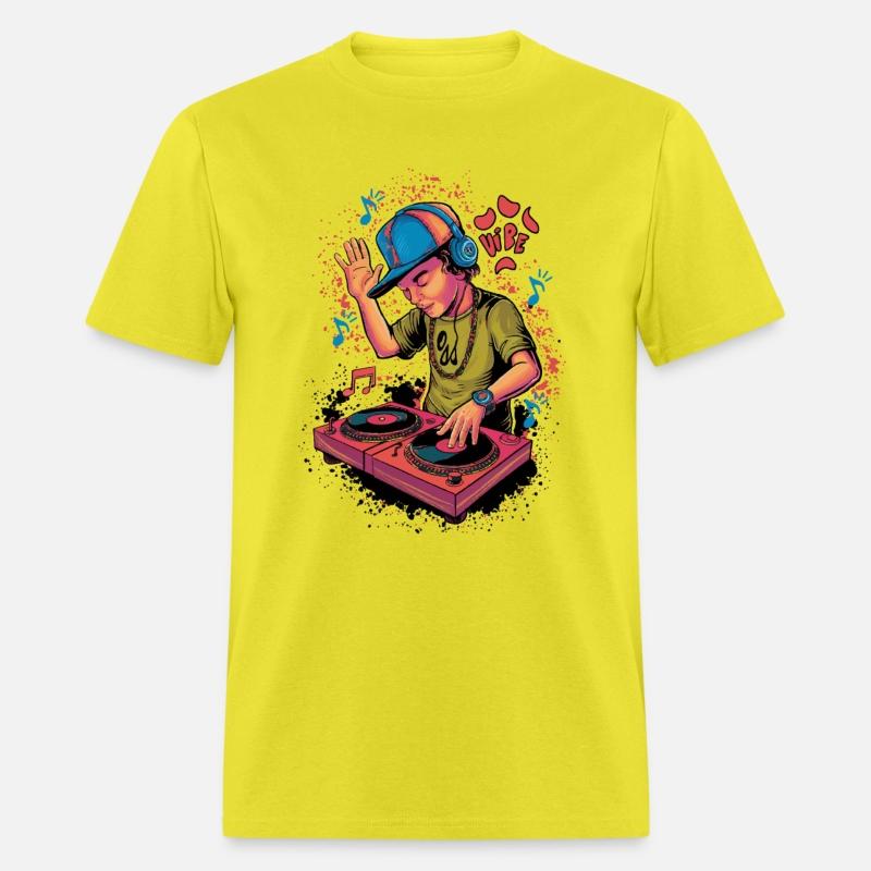 dj turntable boy illustration with vibe