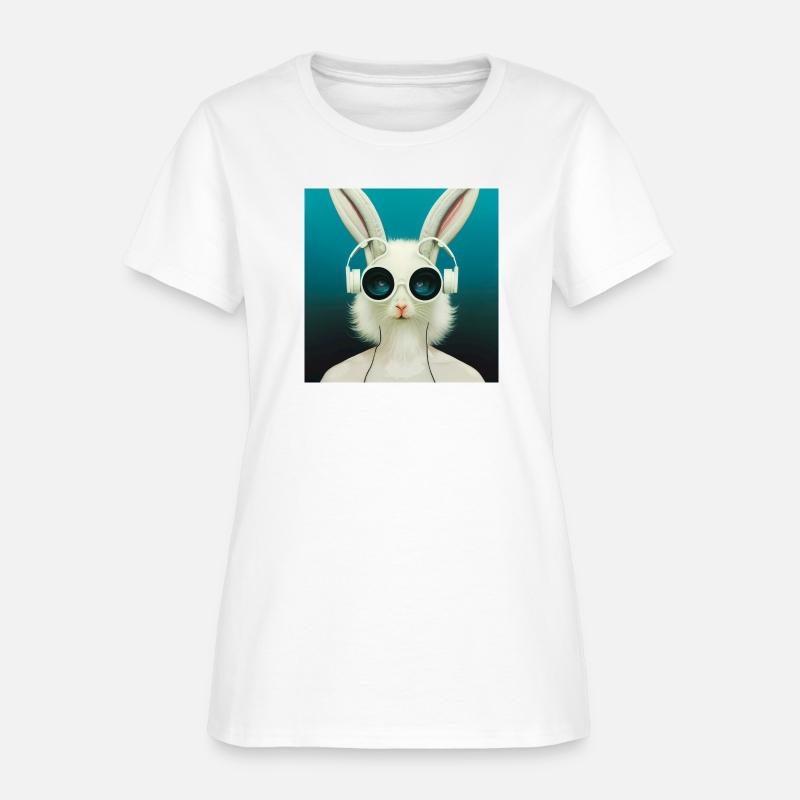 FEMALE RABBIT LISTENING TO MUSIC MY HEADPHONE