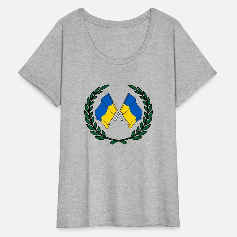 Flags Ukraine in laurel wreath