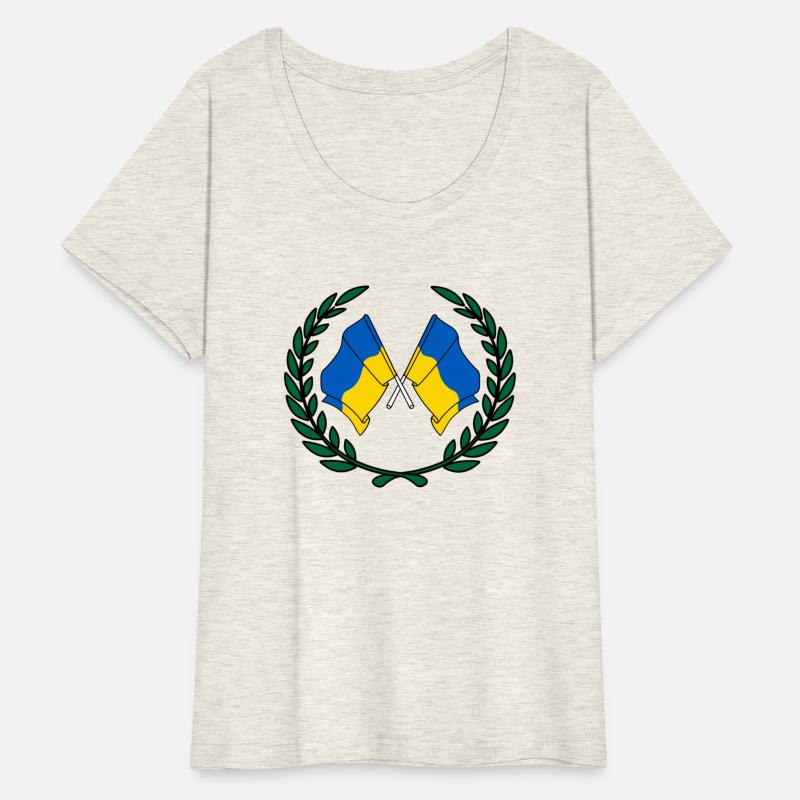 Flags Ukraine in laurel wreath