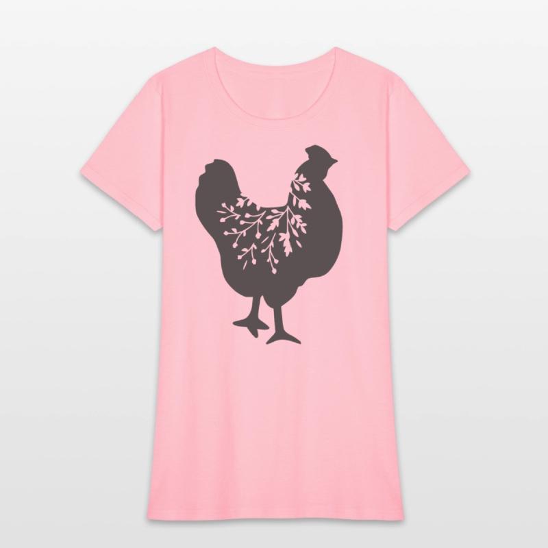 floral chicken silhouette, gift for chicken lovers