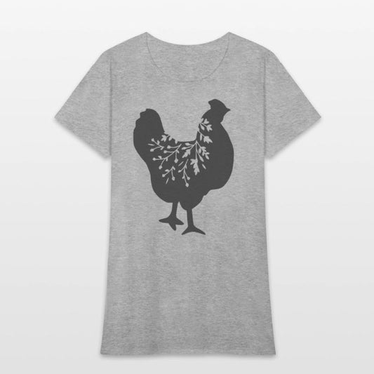 floral chicken silhouette, gift for chicken lovers