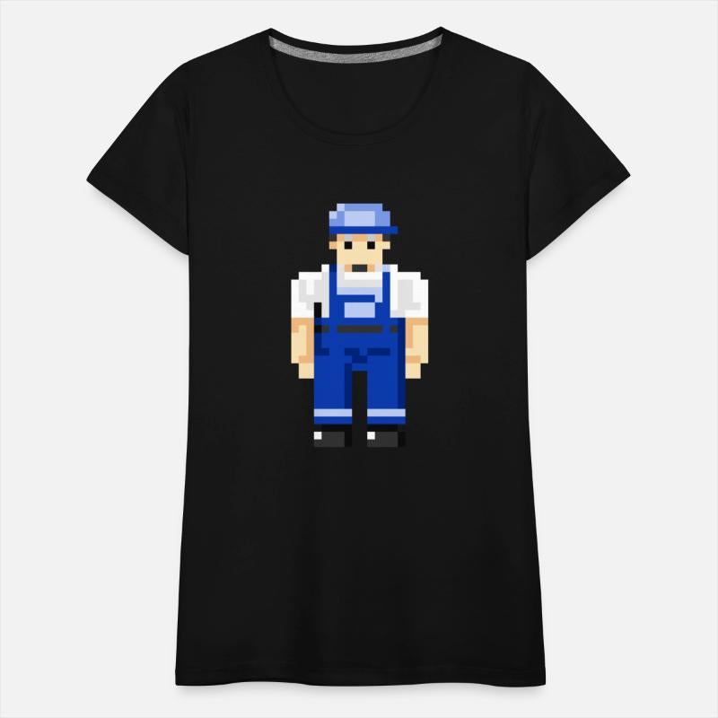 front of handyman character in pixel style