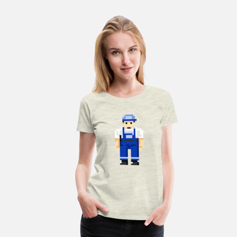 front of handyman character in pixel style