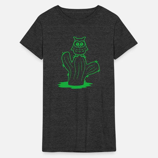 Funny Cactus Owl Sits Cactus Night Bird Cute Sweet