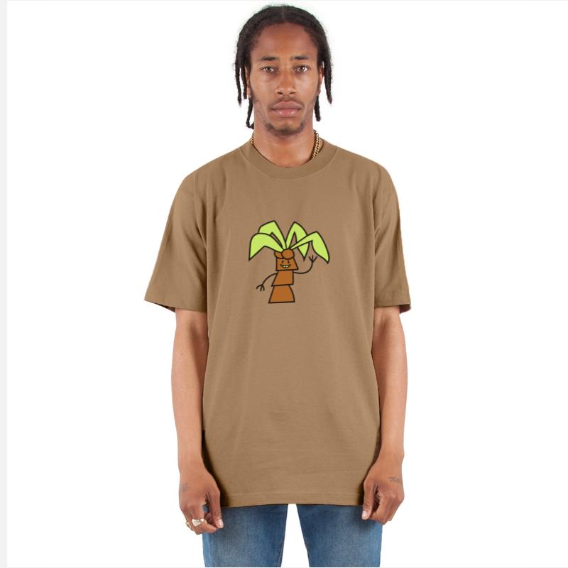 Funny Cute Palm Tree Hand Waving Happy Face Comic