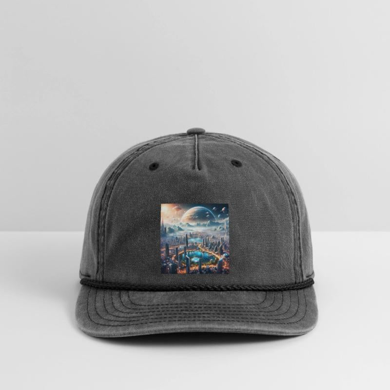 Futuristic Cityscape with Alien Planets Sci-Fi