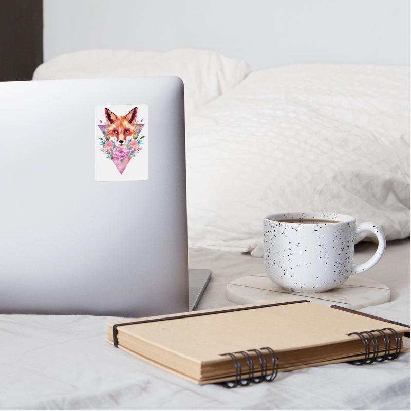 Geometric Fox with Floral Accents