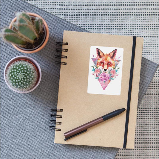 Geometric Fox with Floral Accents