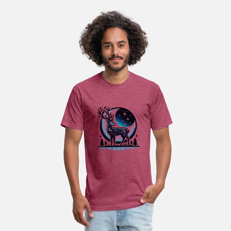 Mystical Night Sky Deer Artwork Under Starry Moon