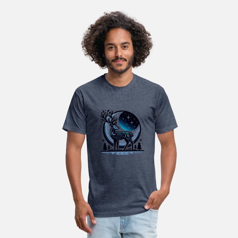 Mystical Night Sky Deer Artwork Under Starry Moon