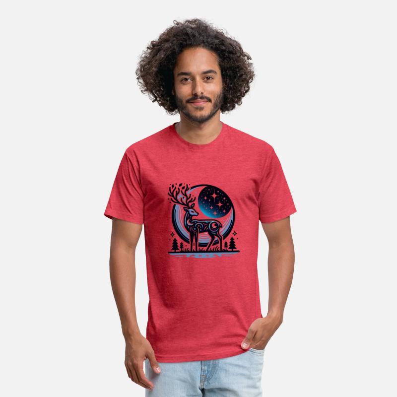 Mystical Night Sky Deer Artwork Under Starry Moon