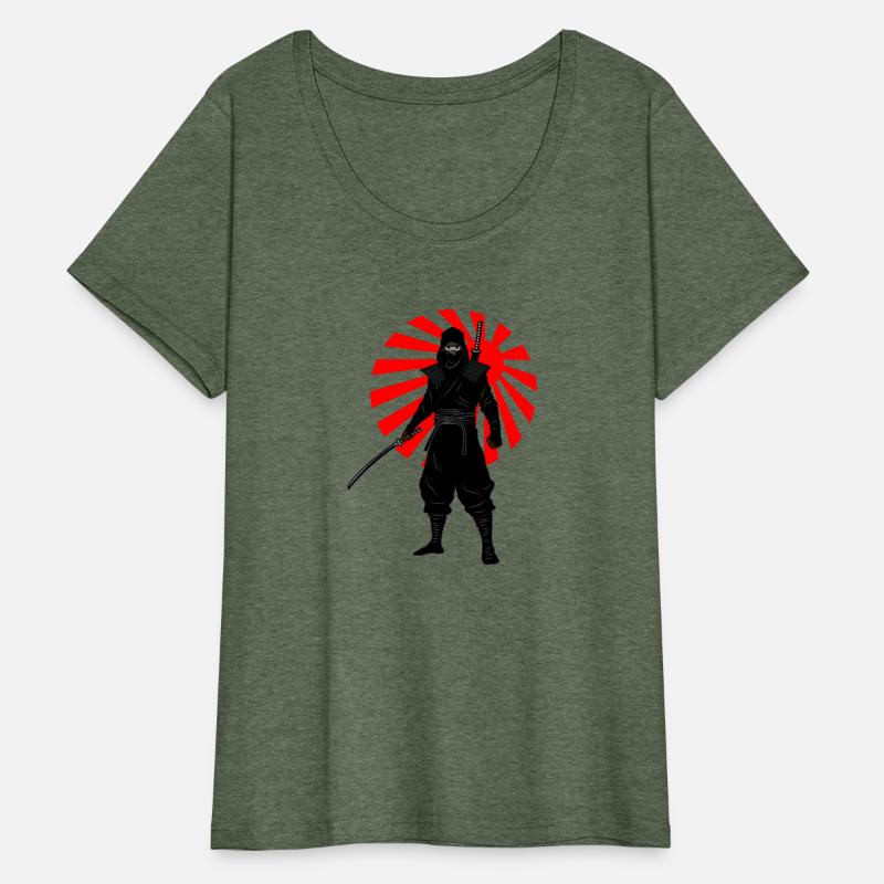 Ninja Battle Pose with Red War Flag