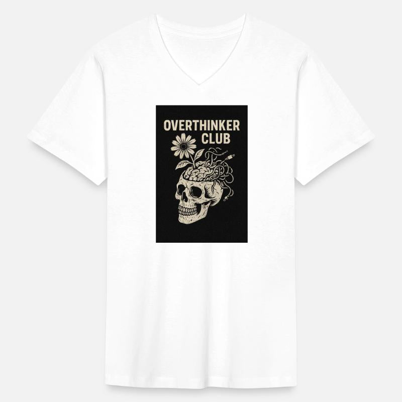 Overthinker Club – Grunge Skull & Brain Flowers Te