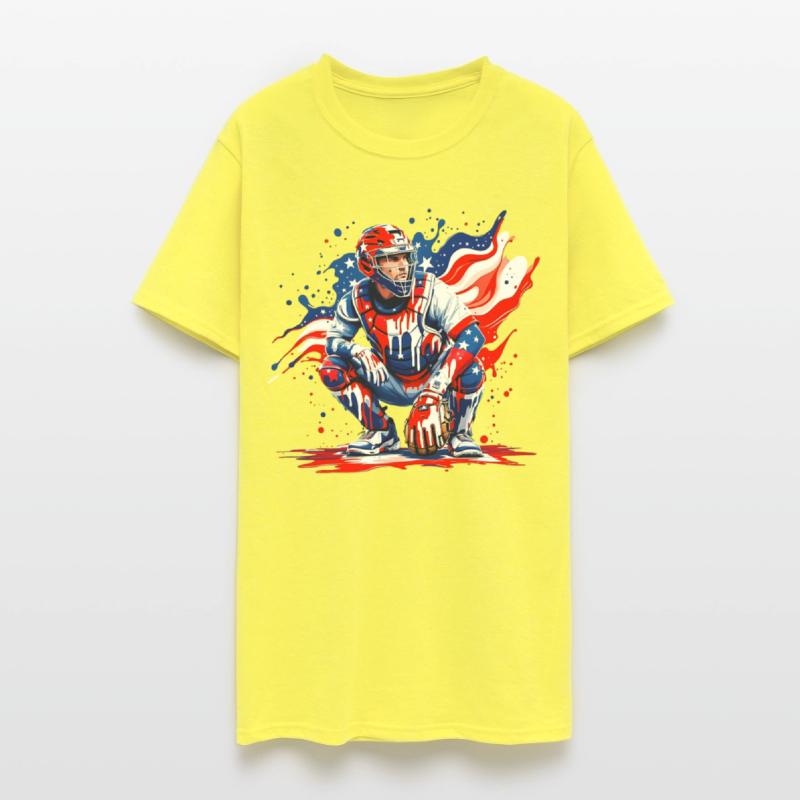 Patriotic Baseball Catcher USA Red White Blue Drip