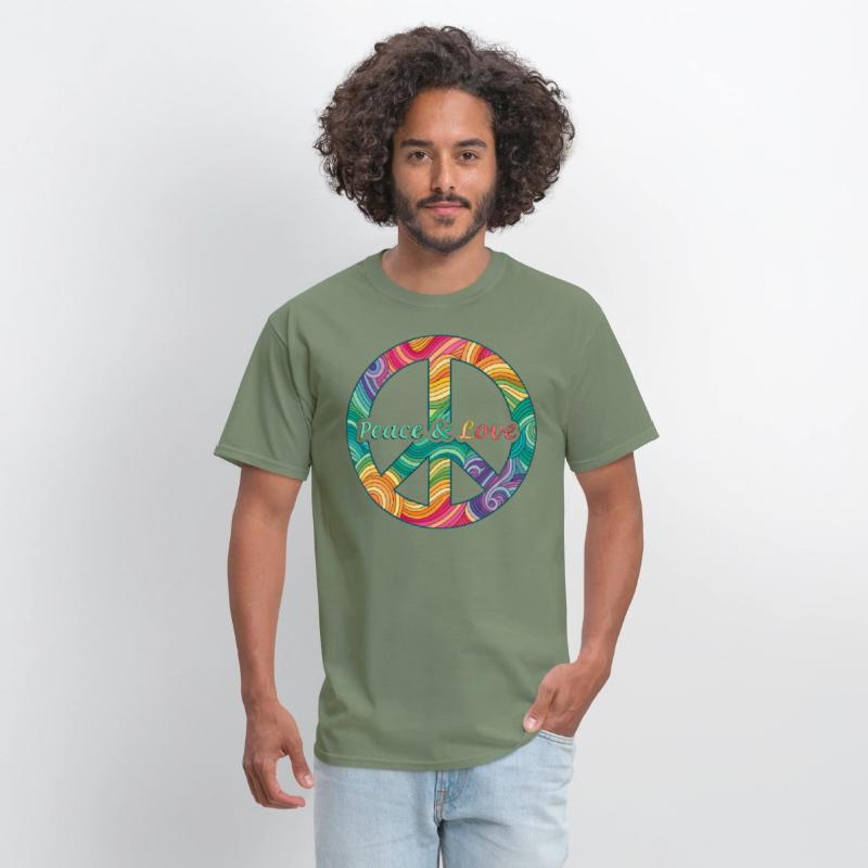 Peace Love Psychedelic Swirl Sign Retro 60s