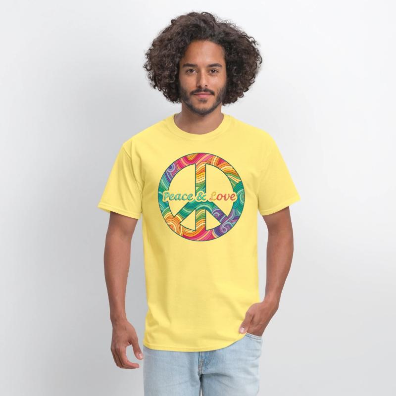 Peace Love Psychedelic Swirl Sign Retro 60s