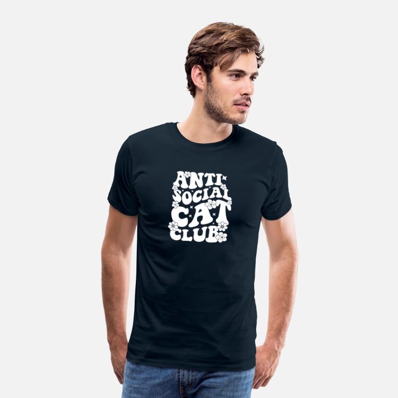 Retro Wavy Anti Cat Club For Black Shirt