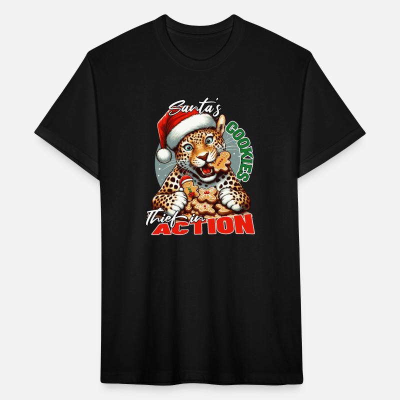 Santa’s Cookie Thief in Action! Leopard T-Shirt