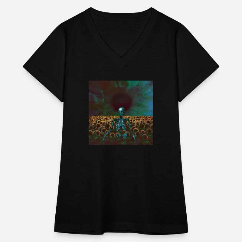 Skeleton And Sunflowers Harvest Eyes Retro Surreal