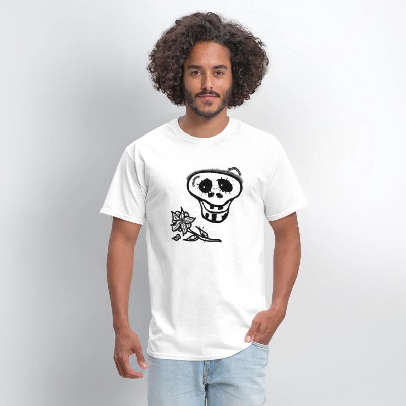 Skeleton skull smile with flower