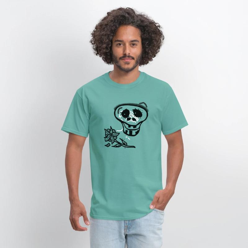 Skeleton skull smile with flower