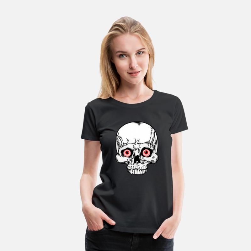 Skeleton skull with red eyes