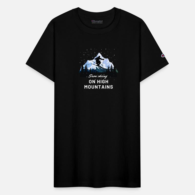 snow skiing on high mountains