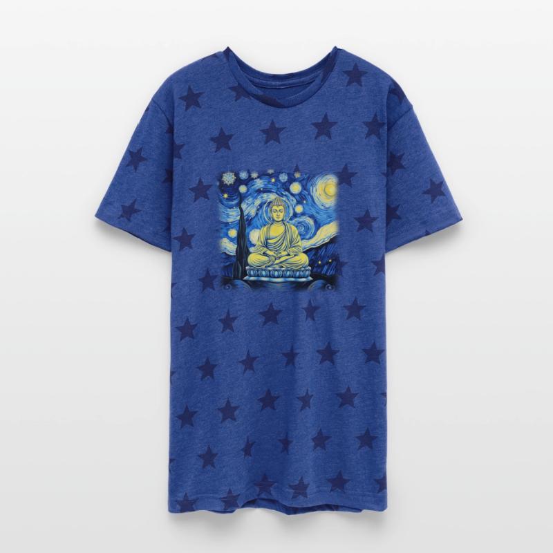 Starry Night Buddha Zen Art Inspired by Van Gogh