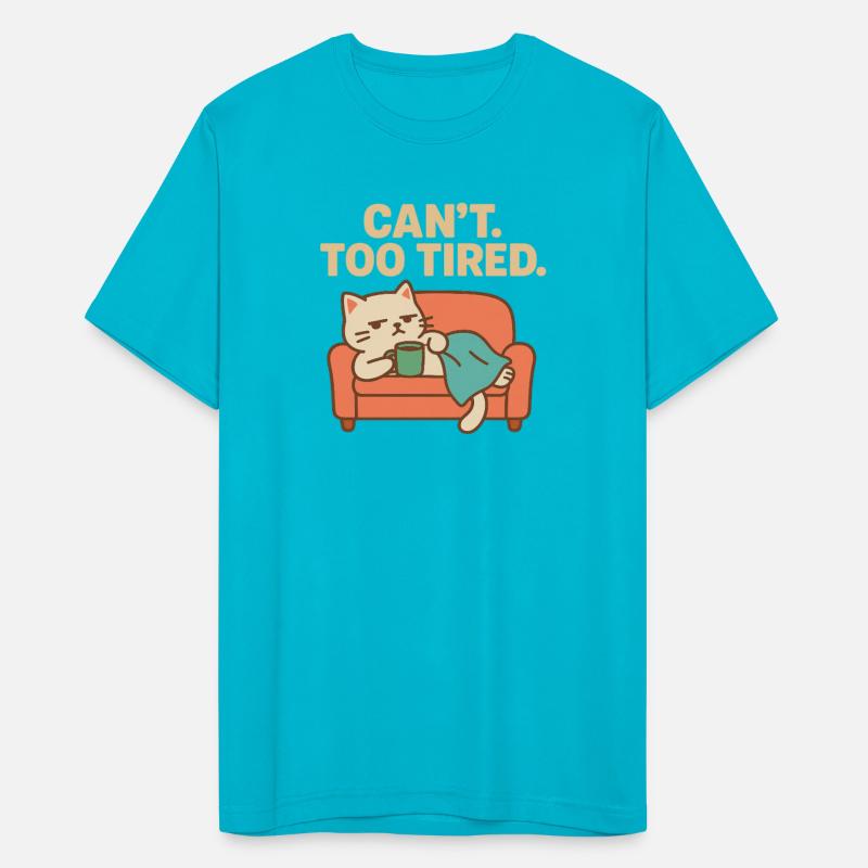 Too Tired Cat with Coffee Mug