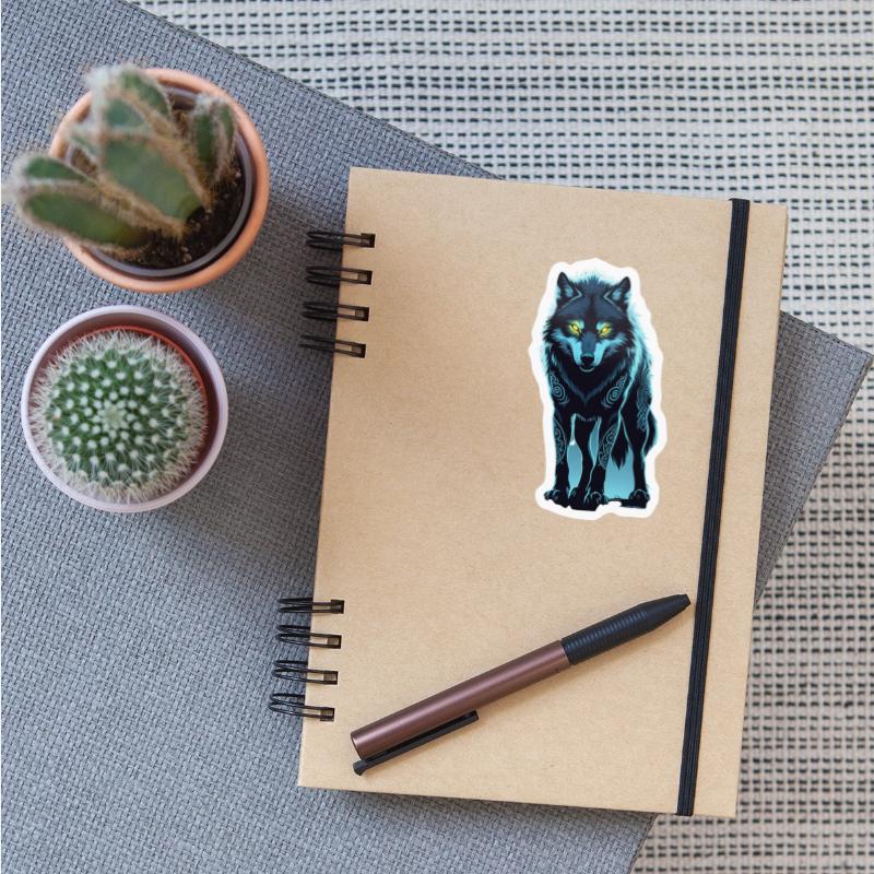 Tribal Night Wolf with Glowing Eyes