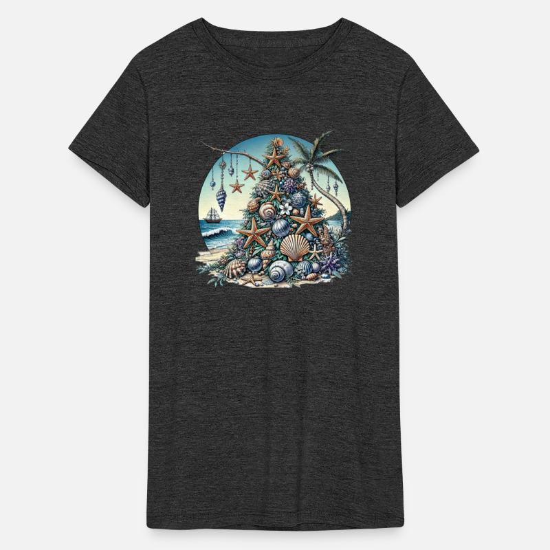 Tropical Christmas Tree with Seashells and Starfi