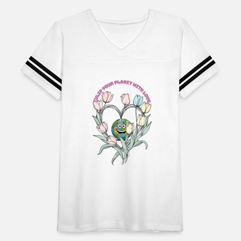 Tulip Planet Love Eco Retro Tee Hand Drawn Design