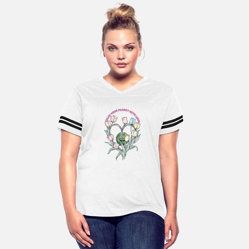 Tulip Planet Love Eco Retro Tee Hand Drawn Design