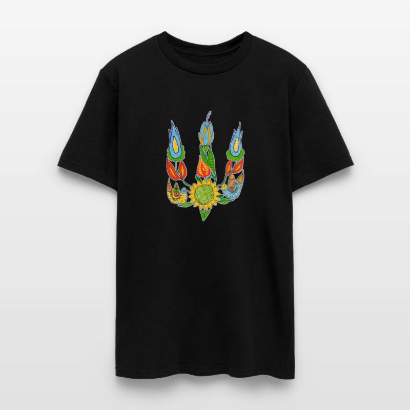 Ukrainian trident, Floral pattern, UA symbol.