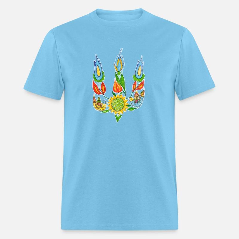 Ukrainian trident, Floral pattern, UA symbol.