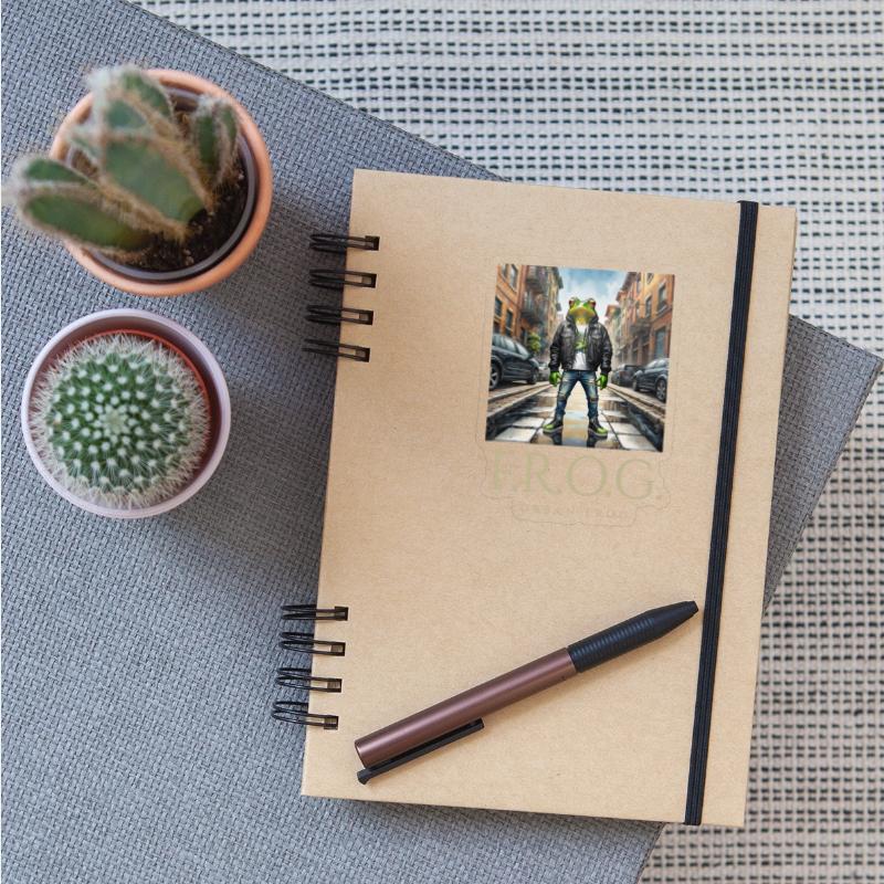 Urban Frog in black leather jacket