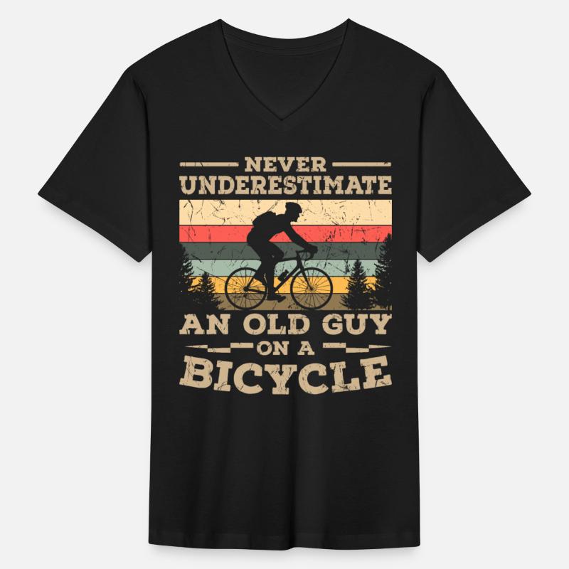 Vintage Biker Old Guy On A Bicycle Biking