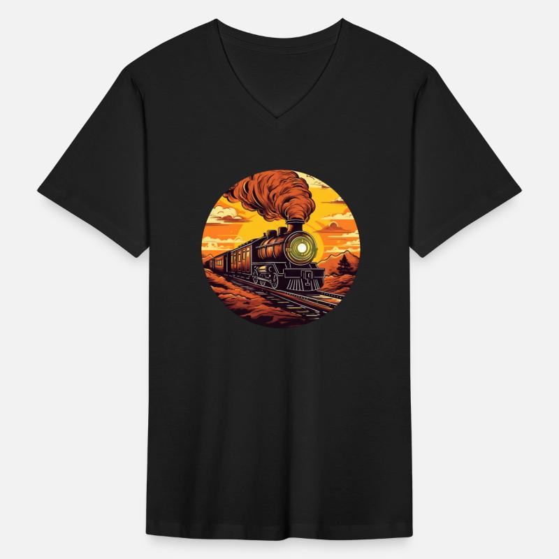 Vintage Steam Locomotive Train at Sunset,